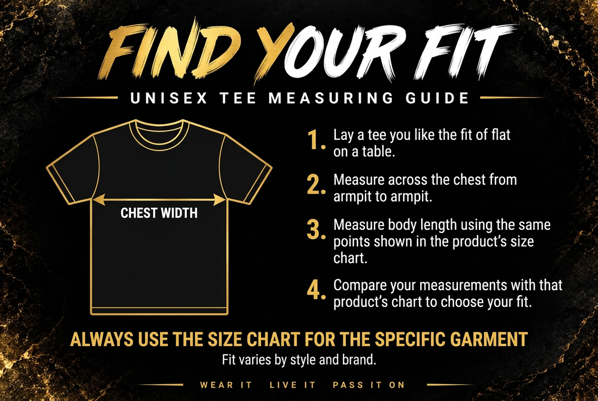 VOLTfits shared unisex tee measuring guide